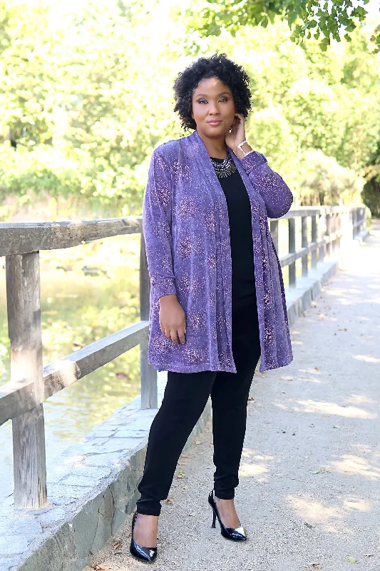 Vikki Vi Violet Sparkle Long Kimono Jacket