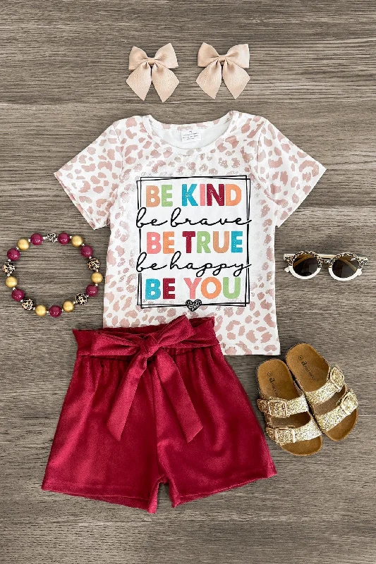 "Be Kind, Be True..." Suede Short Set