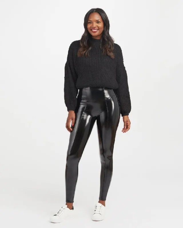 Spanx Faux Patent Black Leather Leggings