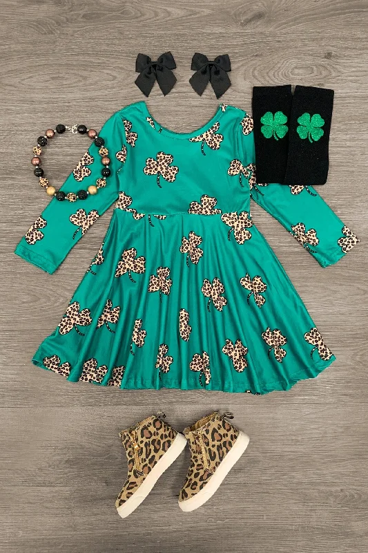 Green Leopard Shamrock Dress