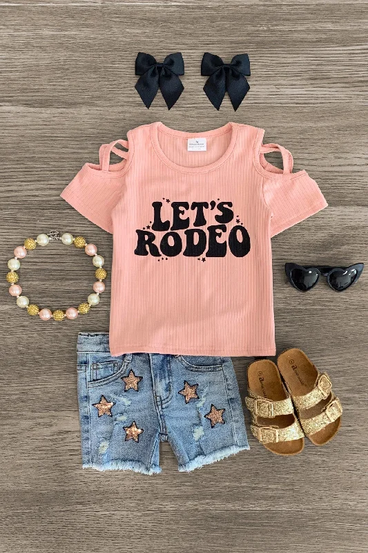 "Let's Rodeo" Sequin Star Denim Short Set