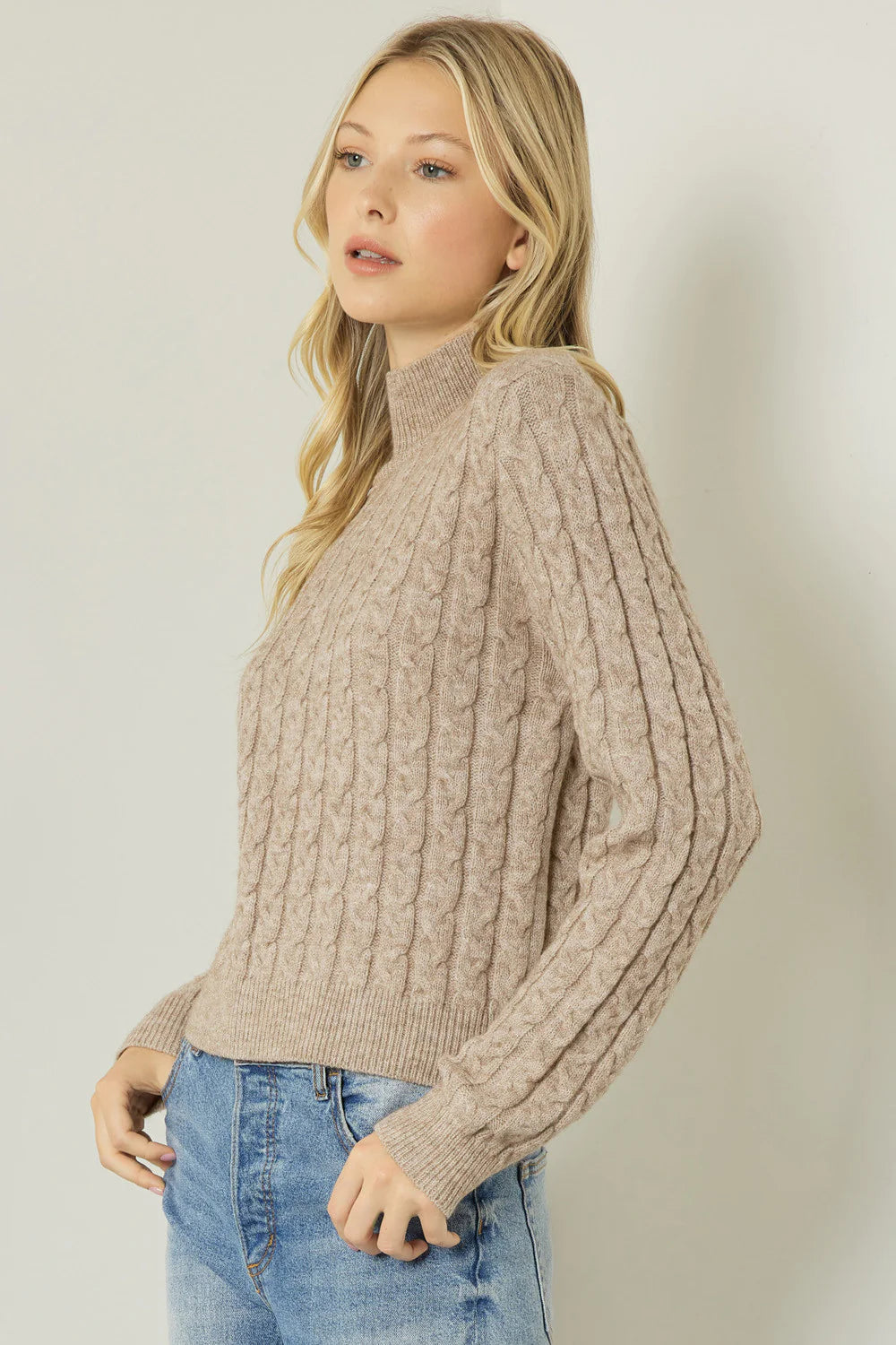 Simplicity Taupe Cable Knit Sweater