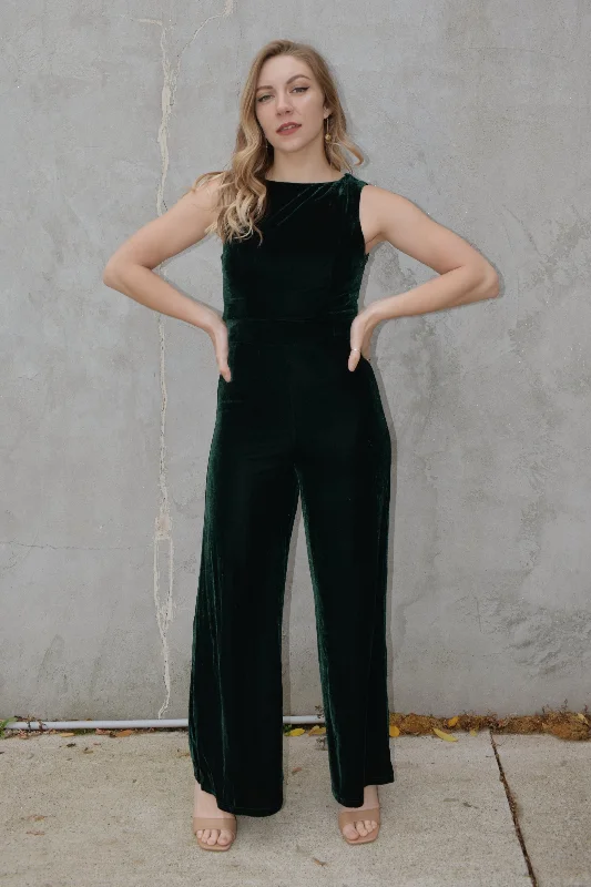 sleeveless velvet jumpsuit