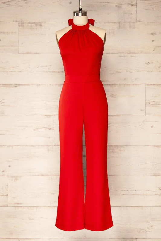 Zoutrane | Open Back Halter Neck Jumpsuit