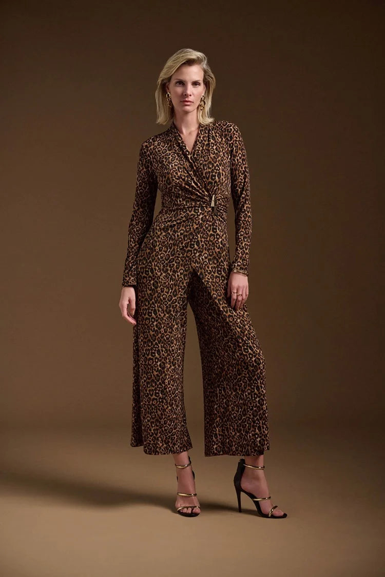 Joseph Ribkoff Silky Knit Animal Print Culotte Jumpsuit