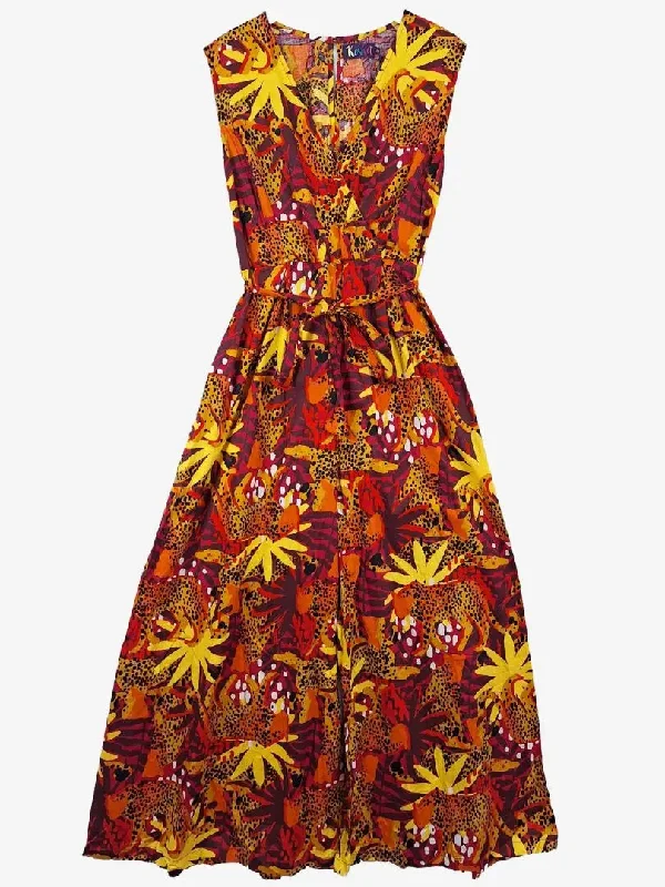 Keshet Jungle Orange V Neck Jumpsuit Size XL