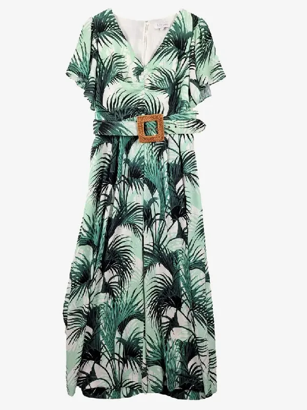 Pasduchas Palm Vacation Belted Flowy Jumpsuit Size 12