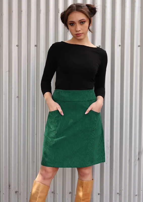 Aalia Corduroy Skirt Hunter Green