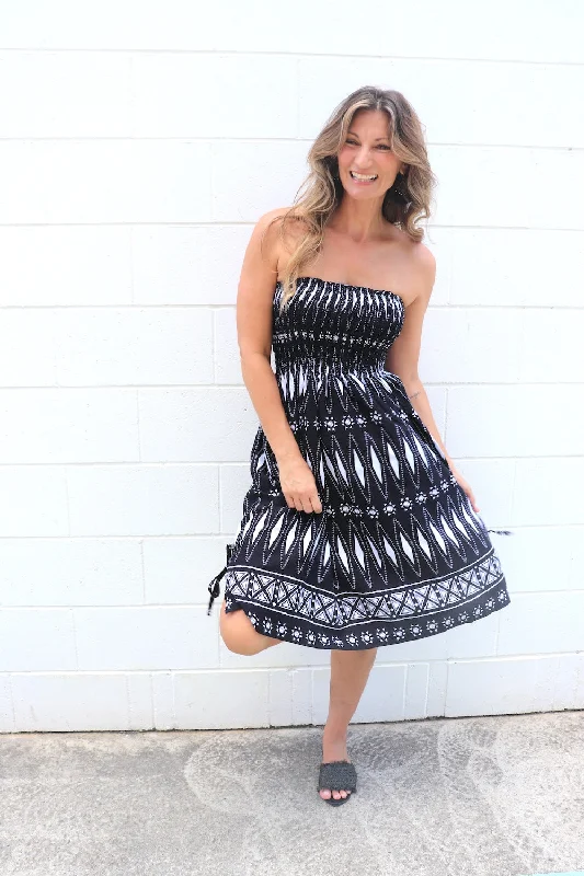 Strapless Beach Dress/Skirt in Black Diamond