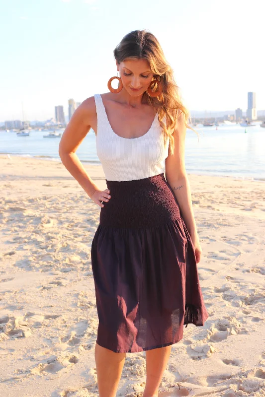 Strapless Beach Dress/Skirt in Eggplant